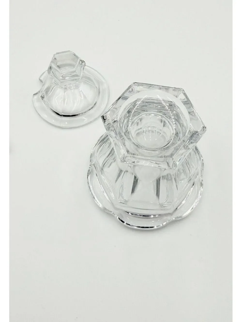 Pair of Baccarat Crystal Harcourt Missouri Jam Jars Lidded with Spoons
